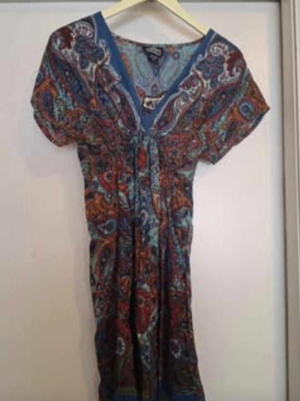 Angie Paisley Midi Dress in Blue and Rust